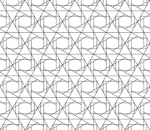 Universal high quality seamless geometric pattern with editable weight of stroke, clipping mask. Abstract black and white vector background in classical style