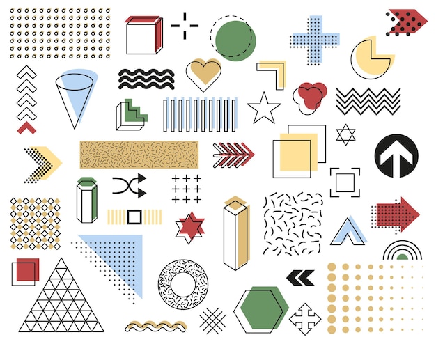 Universal set of geometric shapes Design elements for magazine billboard vector