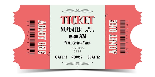 Universal ticket in old vintage style in vector