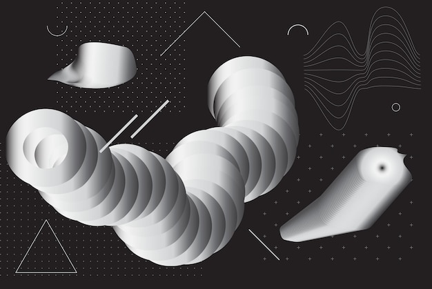 Forme sfumate geometriche alla moda universali giustapposte a una composizione di elementi luminosi e audaci moduli di design per la vendita di cartelloni per volantini di riviste