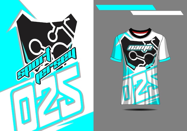 Design sportivo tshirt universale per jersey da corsa, ciclismo, calcio, gioco premium, vettore