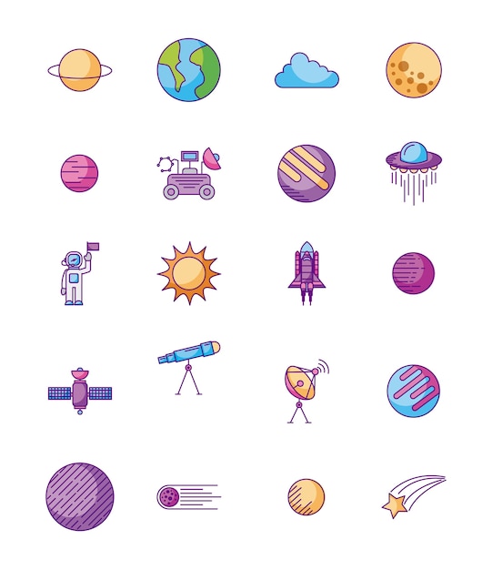 宇宙の宇宙と天文アイコンが設定されています