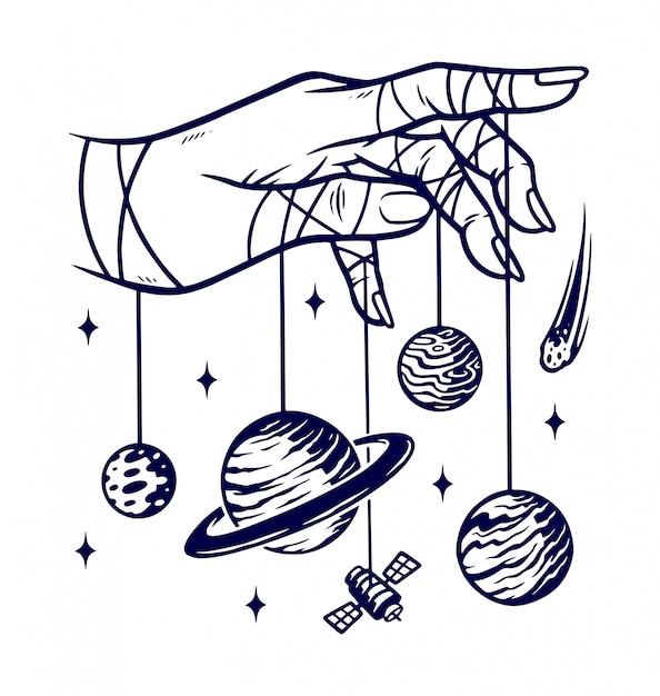 Vector the universe in my hand illustration