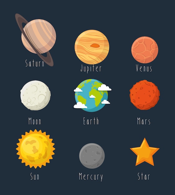 Vector universe planets space concept vector illustration design
