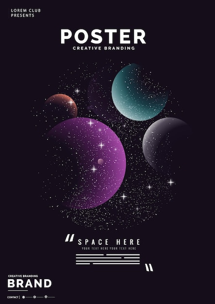 Universe poster template modern dark twinkling decor