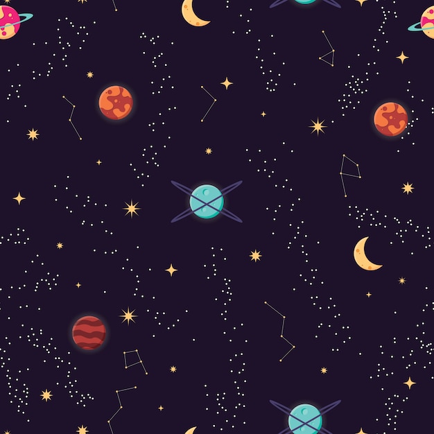 Vector universe with planets and stars