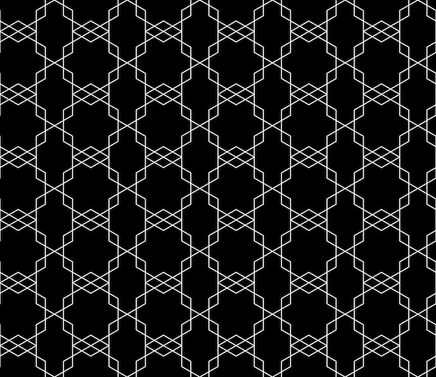 Universeel naadloos geometrisch patroon van hoge kwaliteit met bewerkbaar slaggewicht, uitknipmasker. Abstracte zwart-wit vector achtergrond in klassieke stijl