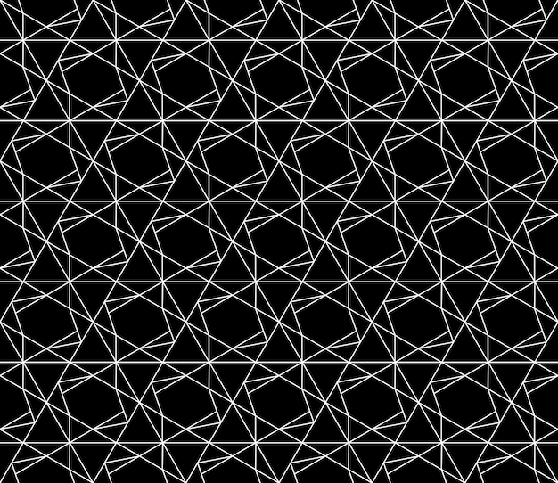 Universeel naadloos geometrisch patroon van hoge kwaliteit met bewerkbaar slaggewicht, uitknipmasker. Abstracte zwart-wit vector achtergrond in klassieke stijl