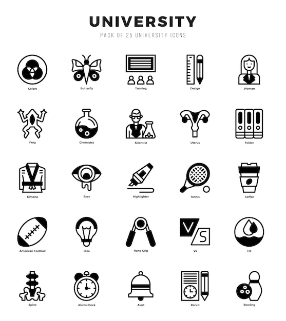 Universiteit Lineal Volle pictogrammen Pack vector illustratie