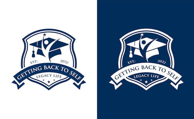 University and academy vector icons. Emblems or shields set for high school education graduates
