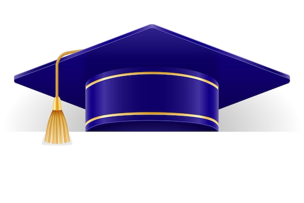 Illustrazione di vettore del cappello del laureato dell'università e dell'accademia isolata su fondo bianco