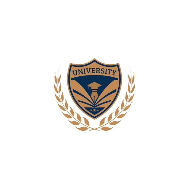 Vettore modello vettoriale per il disegno del logo dell'istruzione universitaria