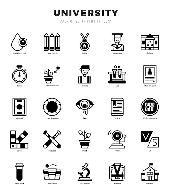 University Icon Bundle 25 iconen voor websites en apps