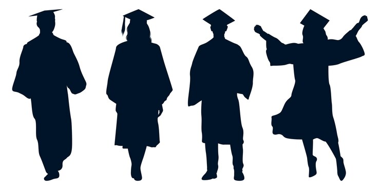 University Students or graduates celebrating silhouettes vector art