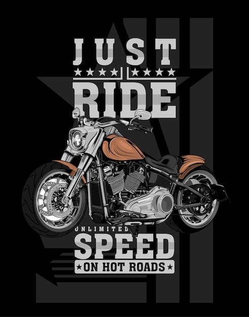 Unlimited speed big engine motorcycle illustration