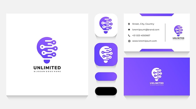 Vector unlimited tech ideas logo template and business card