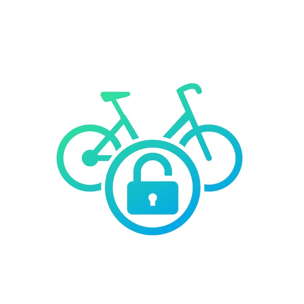 Vector unlock bike icon a bicycle and a lock vector