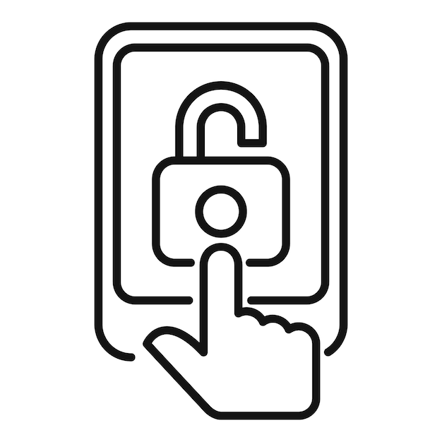 Unlock device registration icon outline vector Code device data