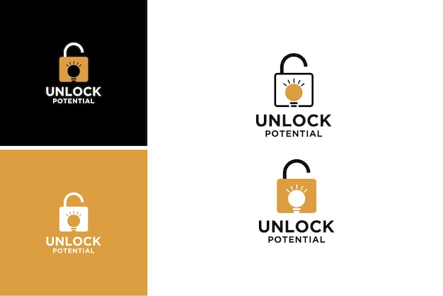 Unlock potential human logo design.open padlock keyhole vector