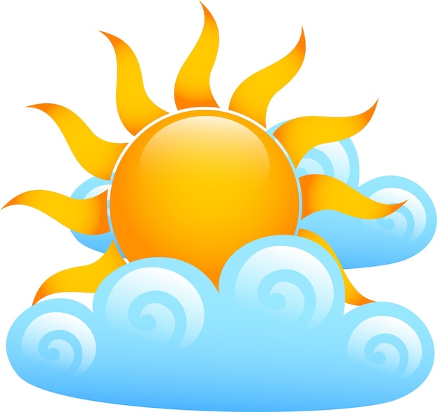 Vector unny day, abstract sun, isolated on background, weather icon page symbol for your web site