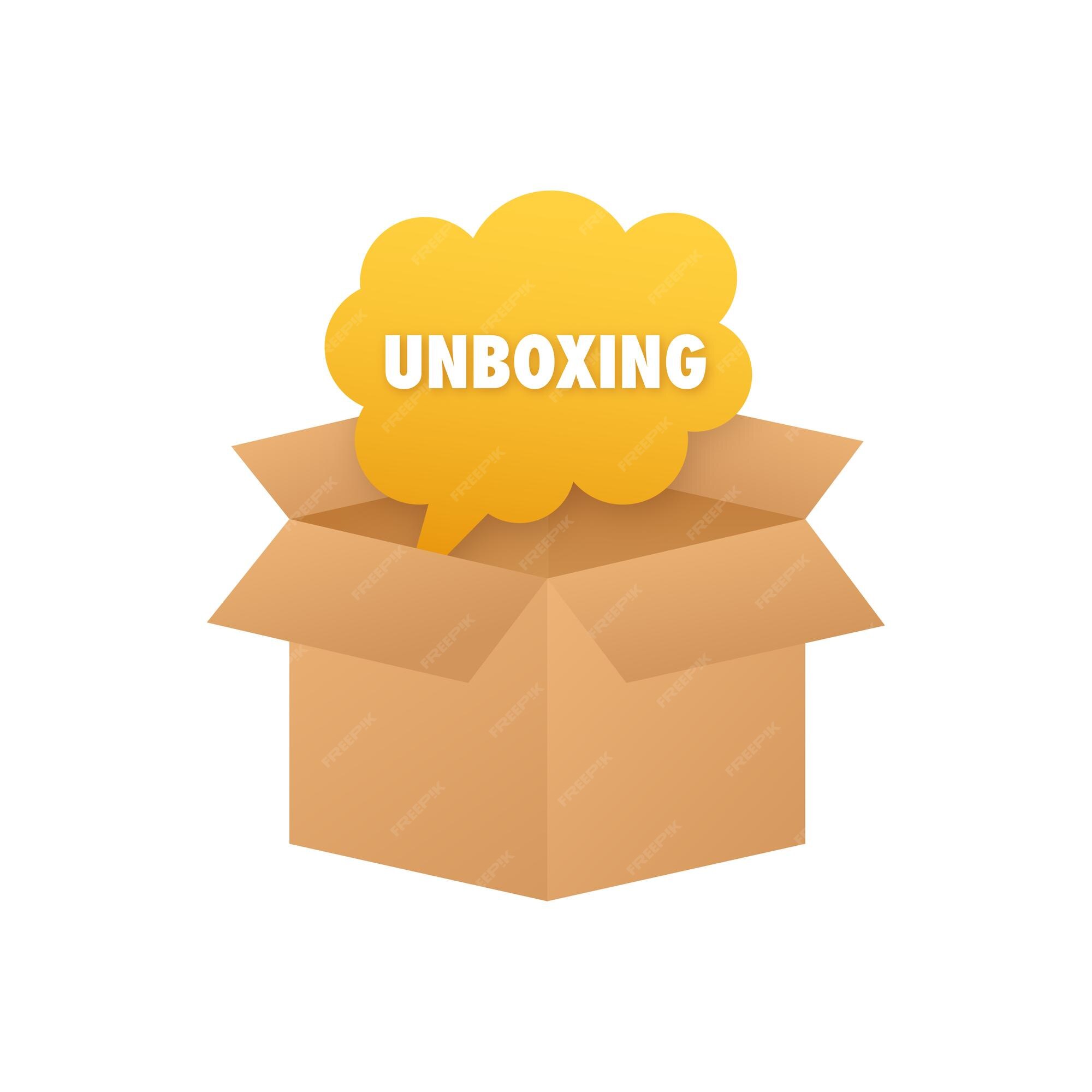 Premium Vector  Unpack package unboxing template box open vector