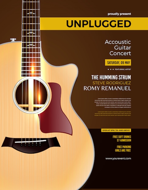 Unplugged Acoustic Guitar Concert Poster