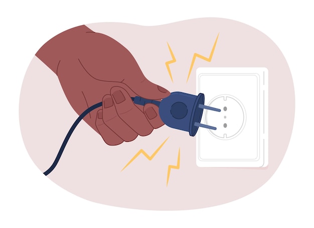 Vector unplugging devices 2d vector isolated spot illustration