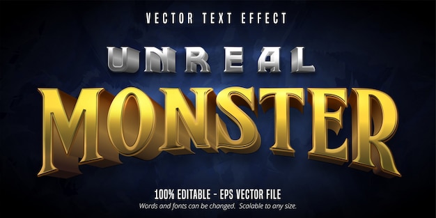 Нереальный текст монстра, игровой стиль, редактируемый текстовый эффект