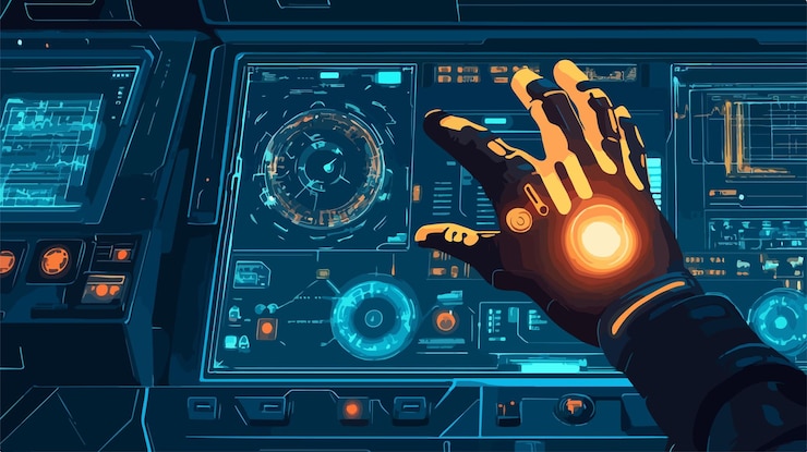 Vector unrecognizable gloved hand reaching out