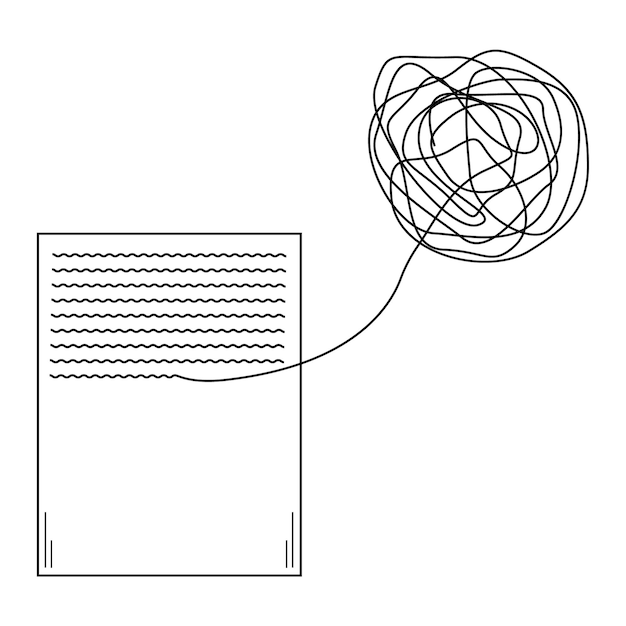 Untangling the tangle of thoughts by keeping a personal diary psychotherapy doodle style vector