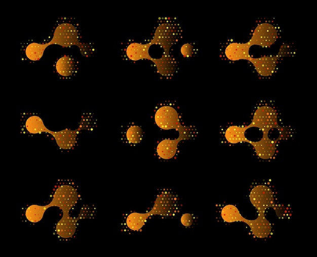 珍しい分子抽象形状ロゴコンセプトベクトルロゴセット化学ロゴタイプコレクション