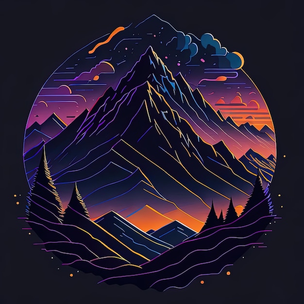 벡터 wilderness sunset mountain range 디자인 공개