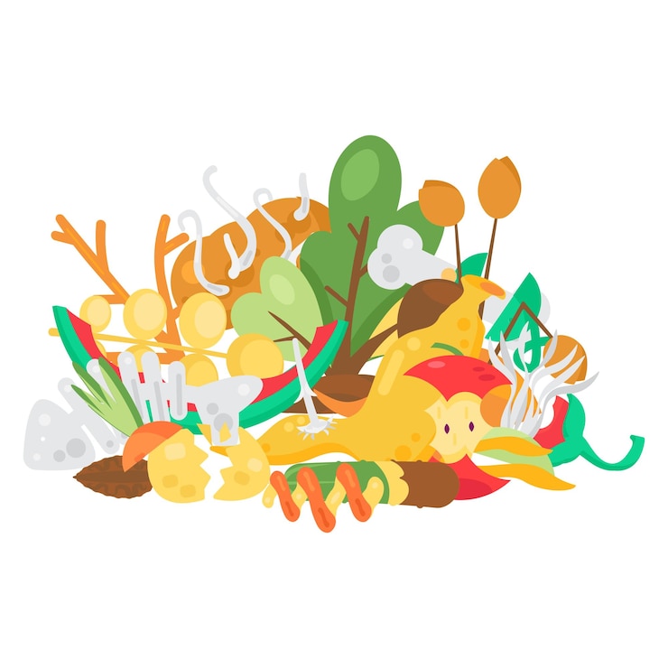 Vector unwanted organic rotten food piled up big pile