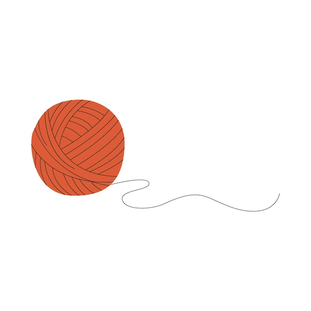 an unwound ball of knitting thread simple flat vector illustration isolated on a white background