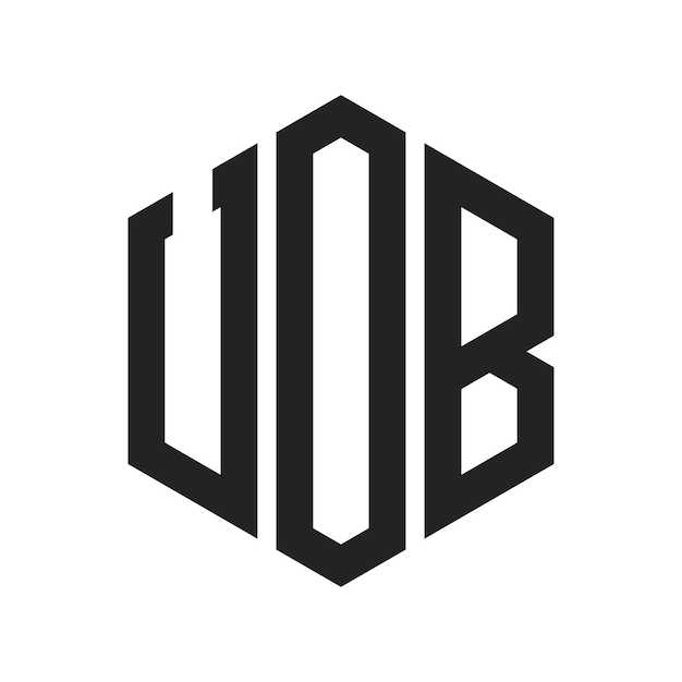UOB Logo Design Initiële letter UOB Monogram Logo met behulp van zeshoekige vorm