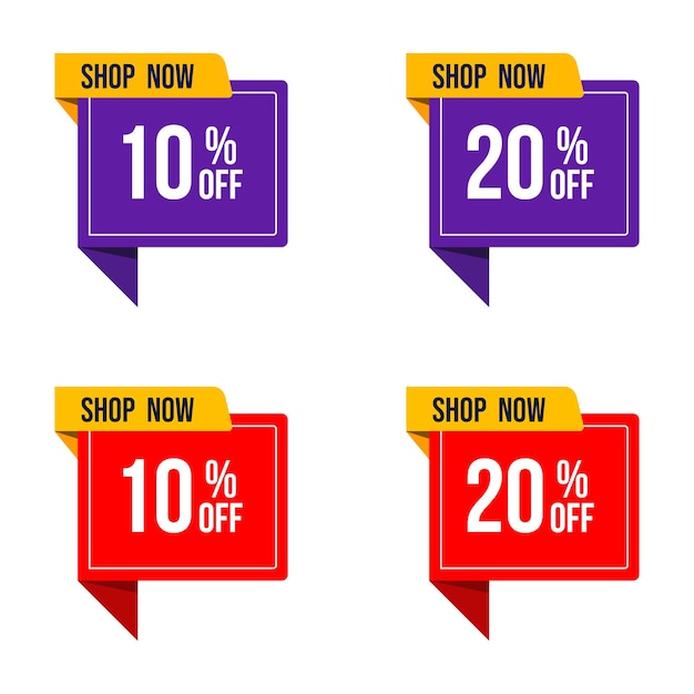 up to 10 off and up to 20 off shop now sale and discount offer banner design set