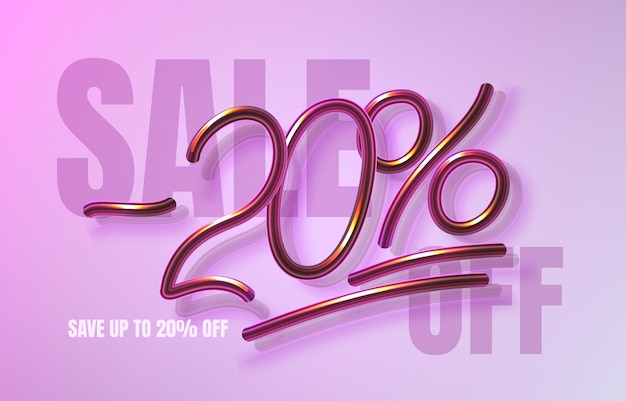 Vector up to 20 off sale banner, promotion flyer, marketing label. vector illustration