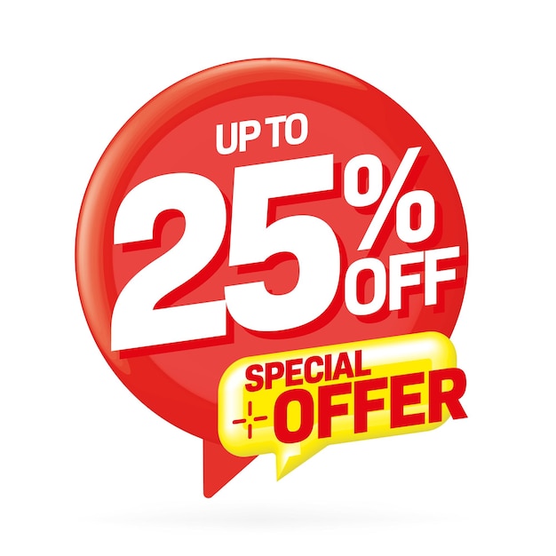 Up to 25 percent off special offer sale sticker