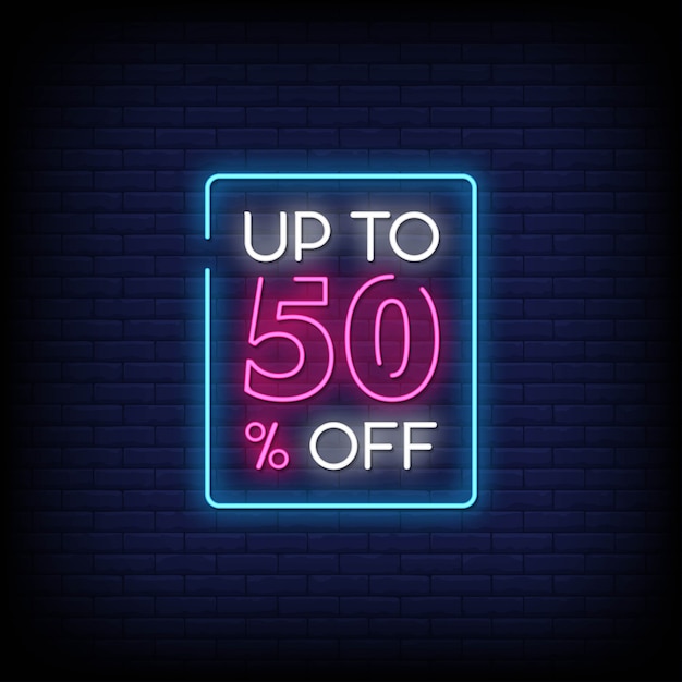 Fino al 50% di sconto sul testo in stile insegne al neon