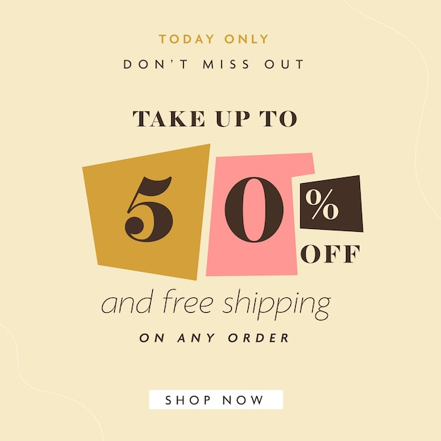 UP TO 50% Off For Sale Poster Or Template Design In Pastel Yellow Color.