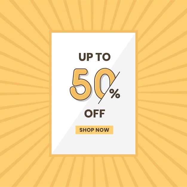 Vector up to 50 off sales offer promotional sales banner up to 50 discount offer