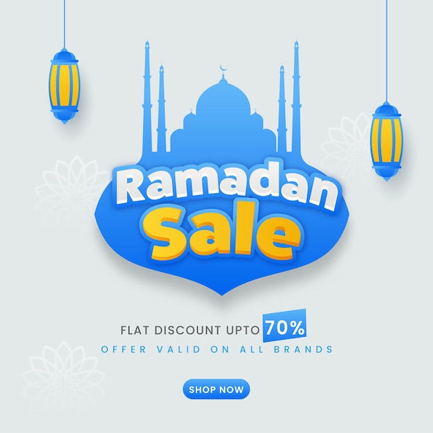 Скидка до 70% на дизайн плаката для продажи в Рамадан
