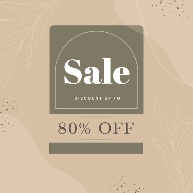 UP TO 80% Off For Sale Poster Or Template Design In Brown Color.