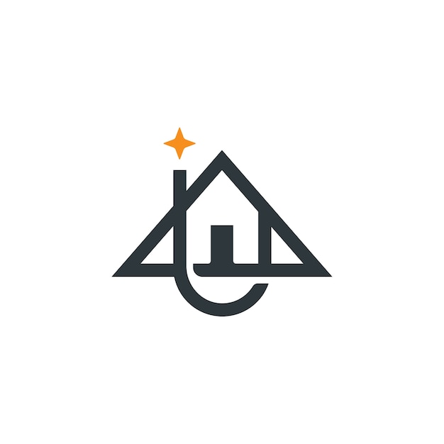 Vector up arrow house with north star adventure logo