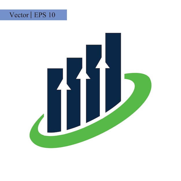 Freccia verso l'alto swoosh stock exchange icona logo design modello vettoriale illustrazione