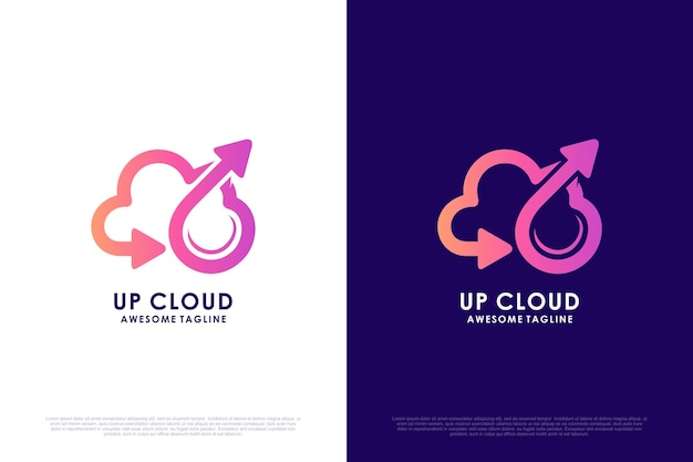 Up cloud with arrow logo design creative concept premium vector 1