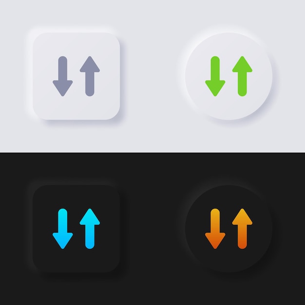 Set di icone freccia su e giù pulsante multicolor neumorfismo soft ui design for web design application ui and more button vector