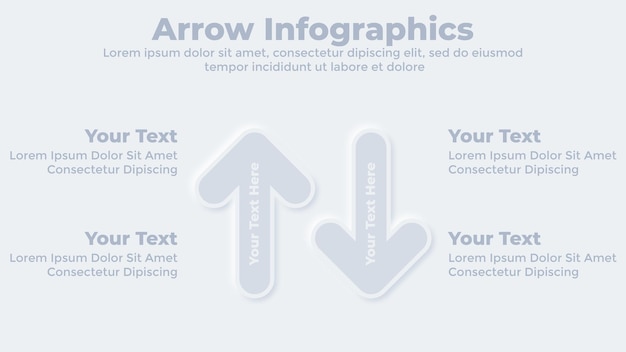 Up and down arrow infographic neumorphic business presentation slide template