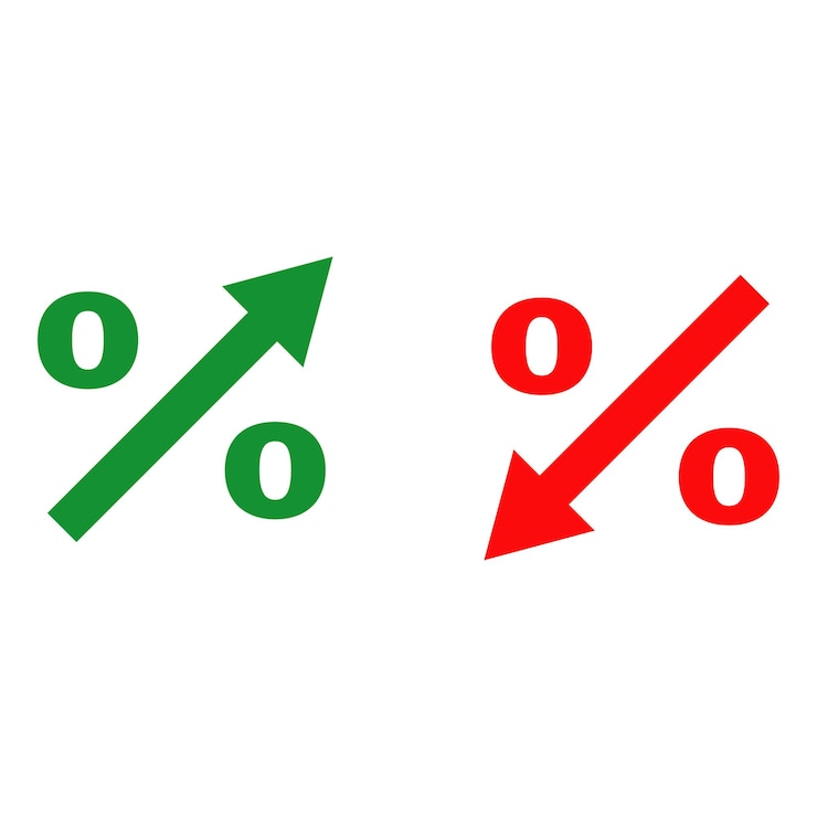 Vector up down percent sign on white background vector stock illustration