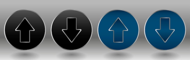 Up and down Set of vector icons with arrows Volumetric blue and black arrow icons